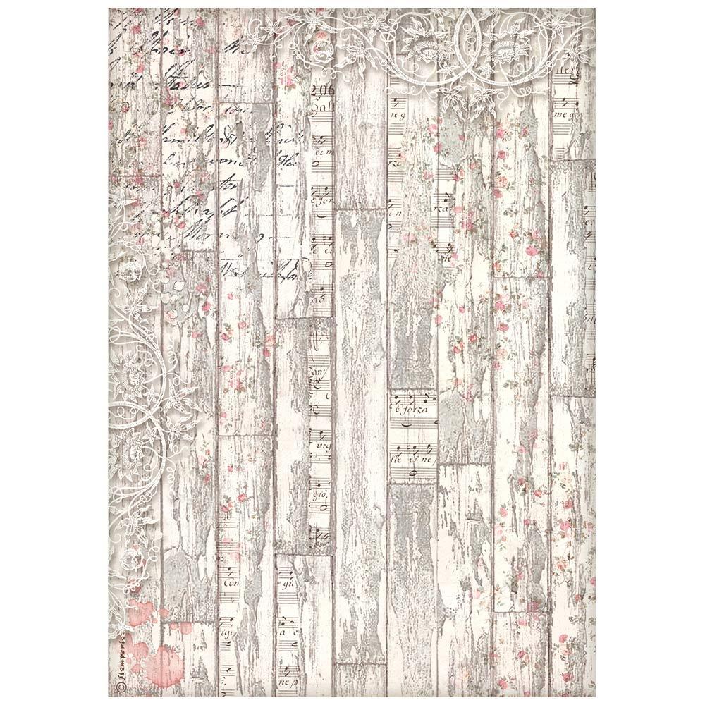 Stamperia Rice Paper Sheet A4 - Wood Pattern - Sweet Winter