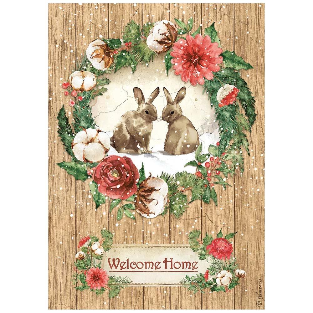 Stamperia Rice Paper Sheet A4 - Welcome Home - Home For The Holidays