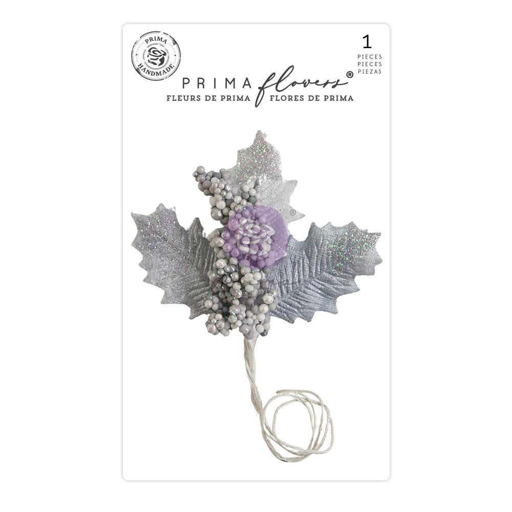Prima Marketing Mulberry Paper Flowers - Silver Bells - Candy Cane Lane