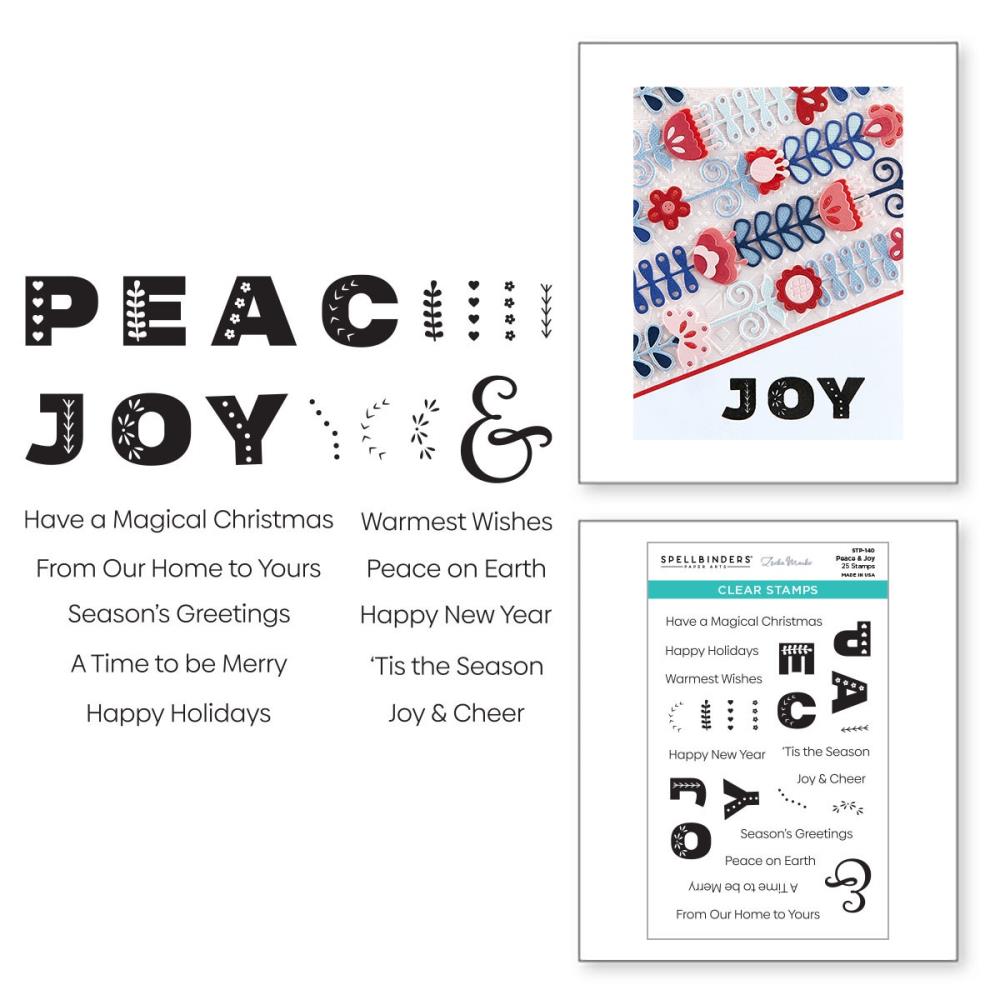 Spellbinders Clear Acrylic Stamps - Peace & Joy - Winter Tales