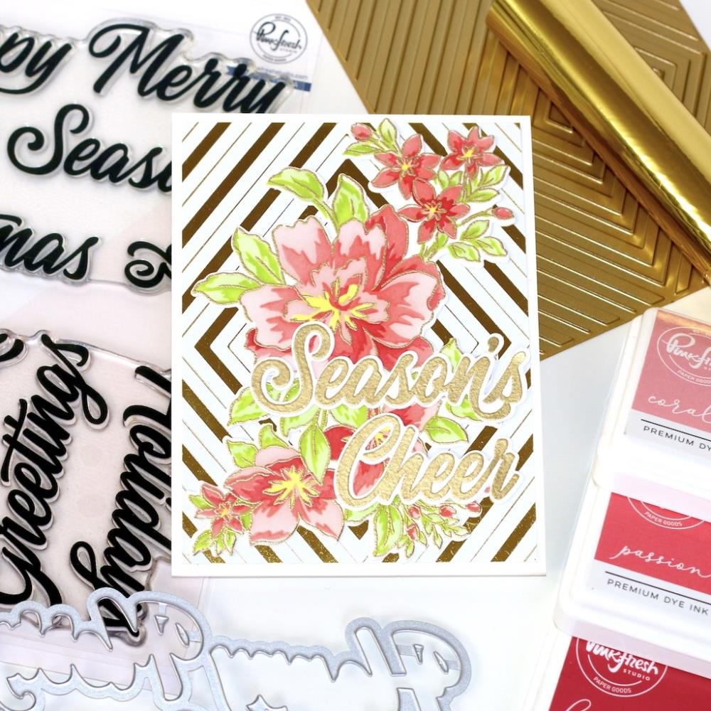 Pinkfresh Studio Clear Stamp Set - Brushed Sentiments Holiday Layering