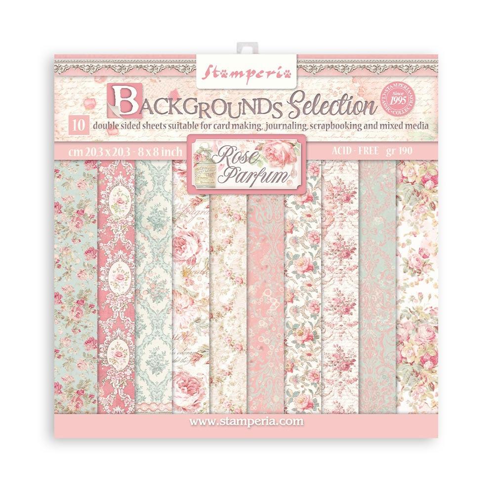 Stamperia Backgrounds Double-Sided Paper Pad 8x8 - Rose Parfum