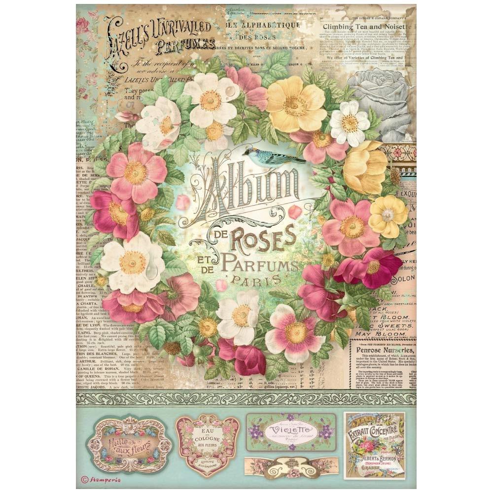 Stamperia Rice Paper Sheet A4 - Rose Parfum Album De Roses