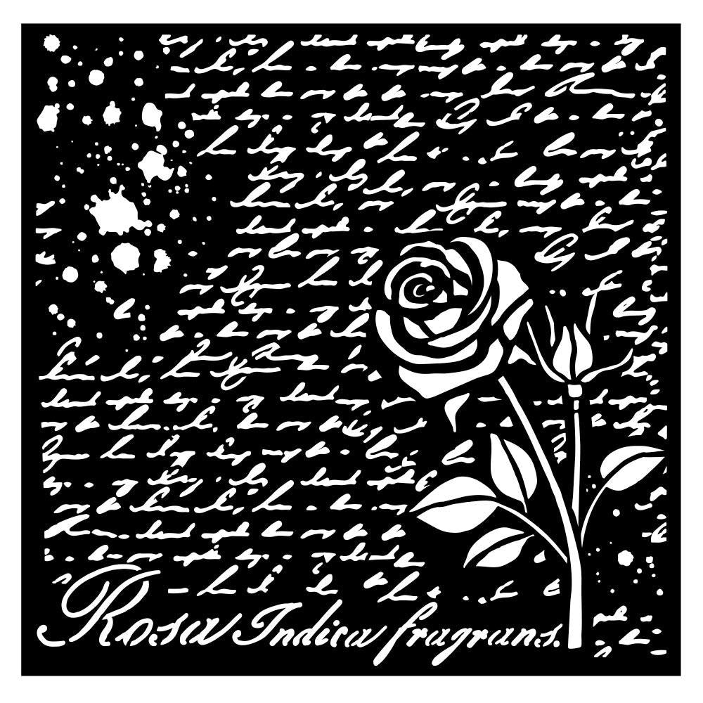 Stamperia Stencil - Rose Parfum Manuscript with Roses