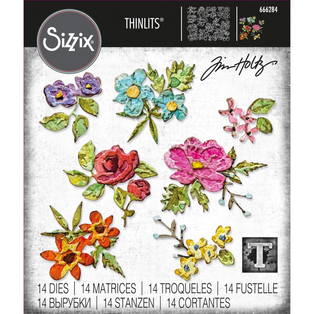 Sizzix Thinlits Dies By Tim Holtz - Brushstroke Flowers Mini