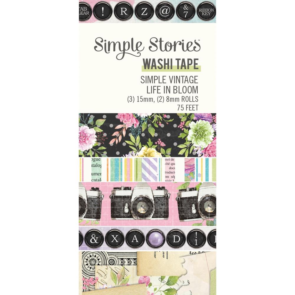 Simple Vintage Life In Bloom Washi Tape 5pcs
