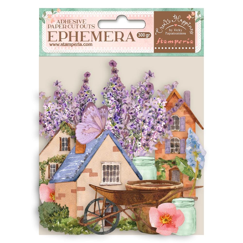 Stamperia Cardstock Ephemera Adhesive Paper Cut Outs - Create Happiness Welcome Home Village