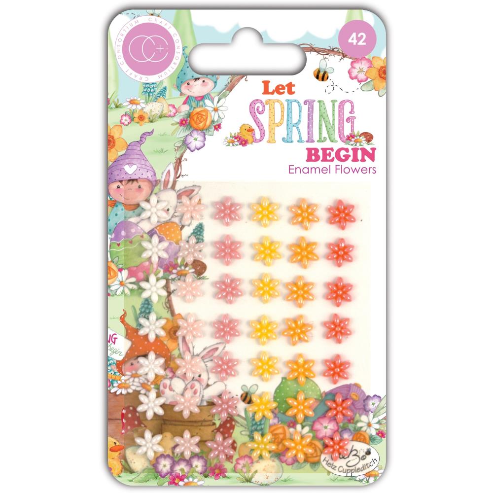 Craft Consortium Adhesive Enamel Flowers - Let Spring Begin