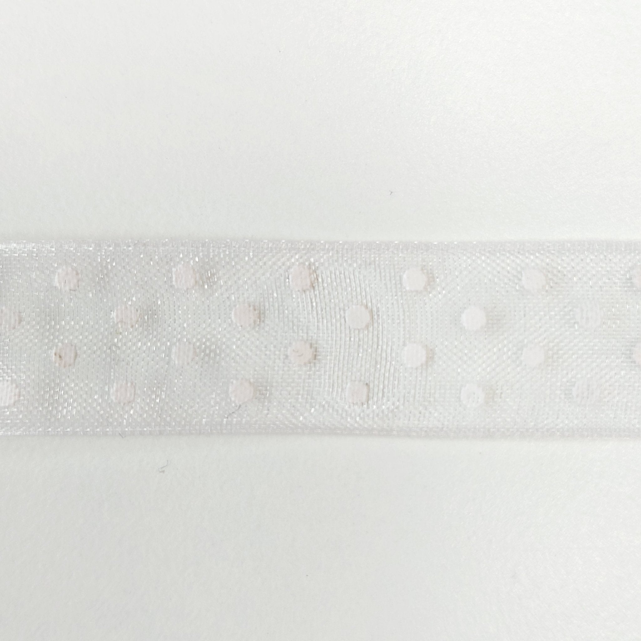 1/2 Inch Organdy ribbon - White Dots - Crafty Divas