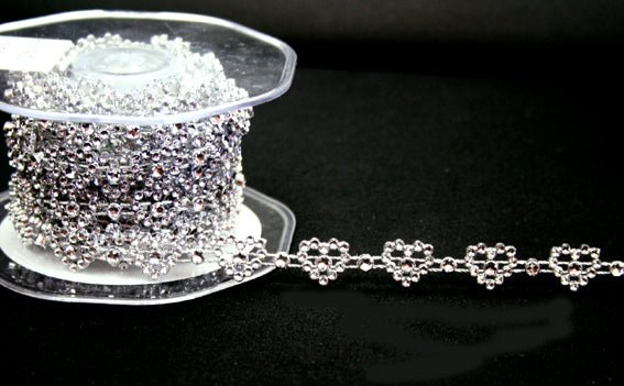 12mm Heart Silver Diamante Trim - Crafty Divas
