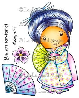 La La Land 'Kimono Marci with Fan' (w/Accessories & Sentiments) Rubber Stamp