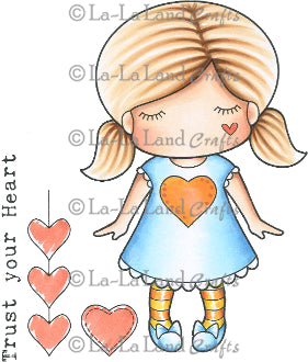 La La Land 'Paper Doll Marci - Hearts' (w/coordinating stamps) Rubber Stamp