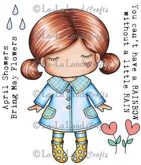 La La Land 'Paper Doll Marci - Spring Showers' (w/ Sentiments) Rubber Stamp