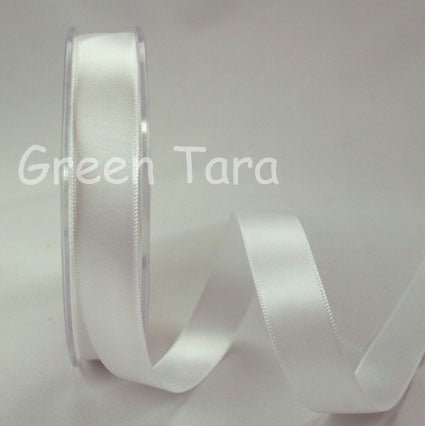 15mm Double Sided Satin Ribbon - White - Crafty Divas