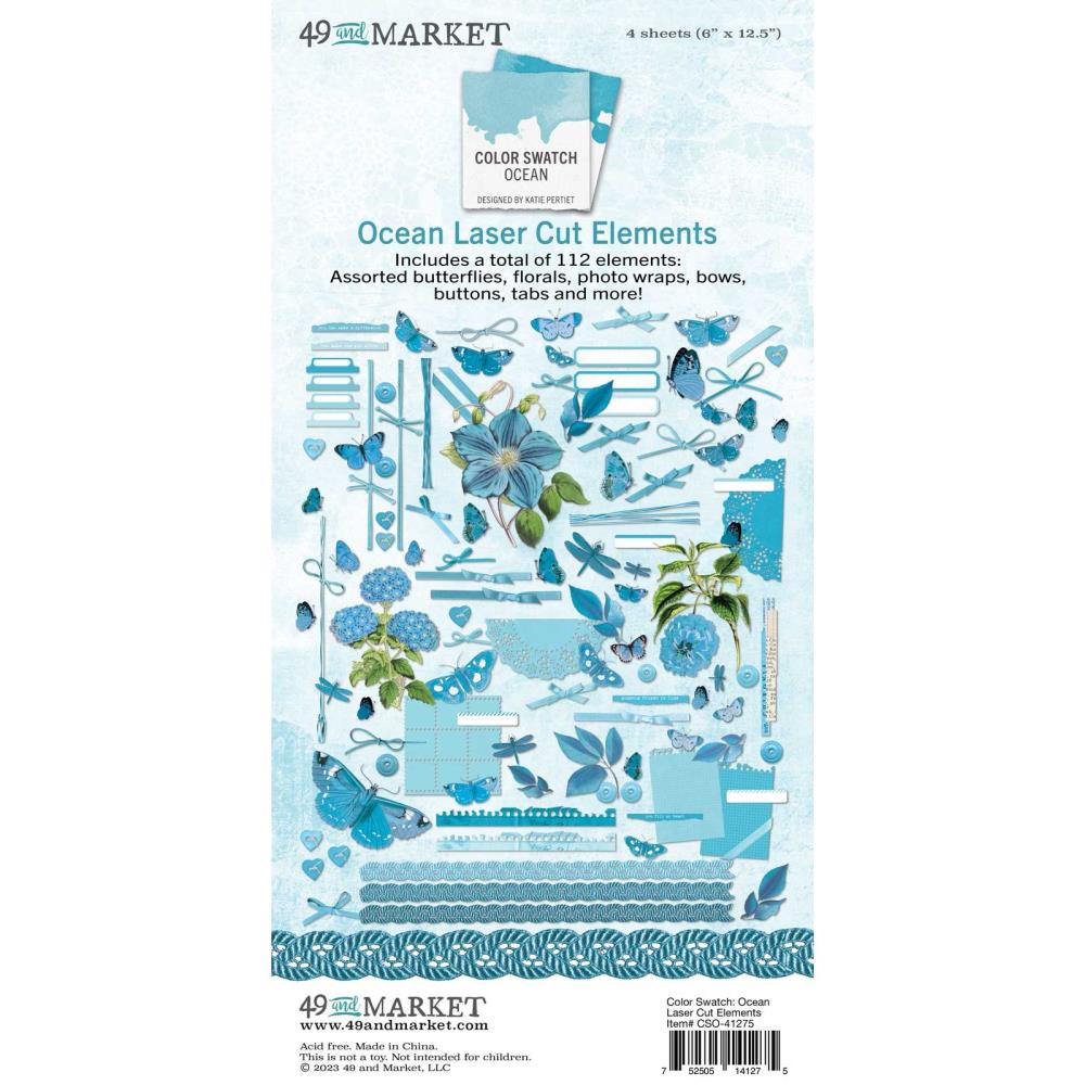 49 And Market - Laser Cut Outs Color Swatch: Elements Ocean - Crafty Divas