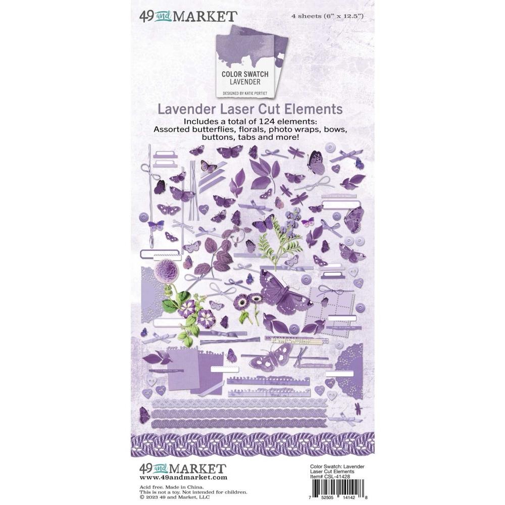 49 And Market - Laser Cut Outs Color Swatch: Lavender Elements - Crafty Divas