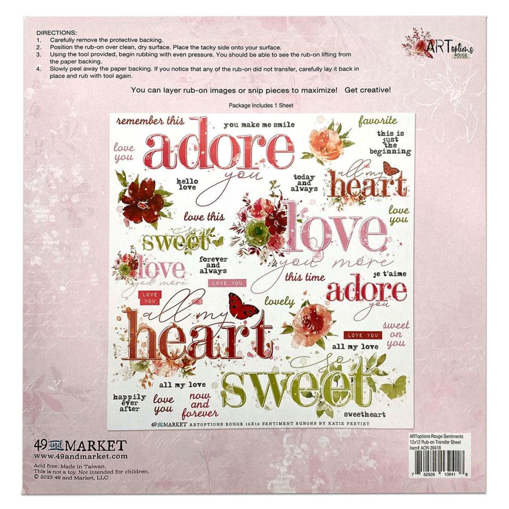 49 And Market Rub-Ons 12X12 - ARToptions Rouge Sentiments - Crafty Divas