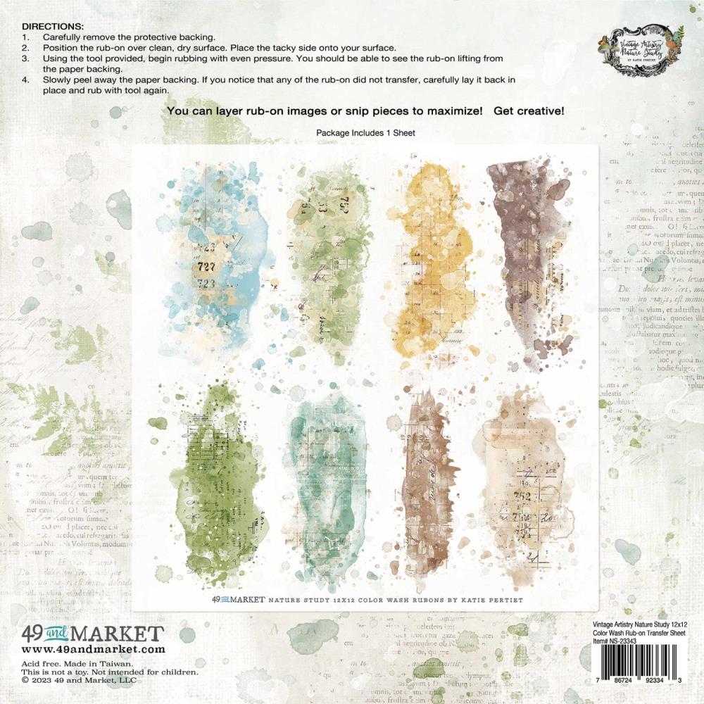 49 And Market Rub-Ons 12X12 - Nature Study Color Wash - Crafty Divas