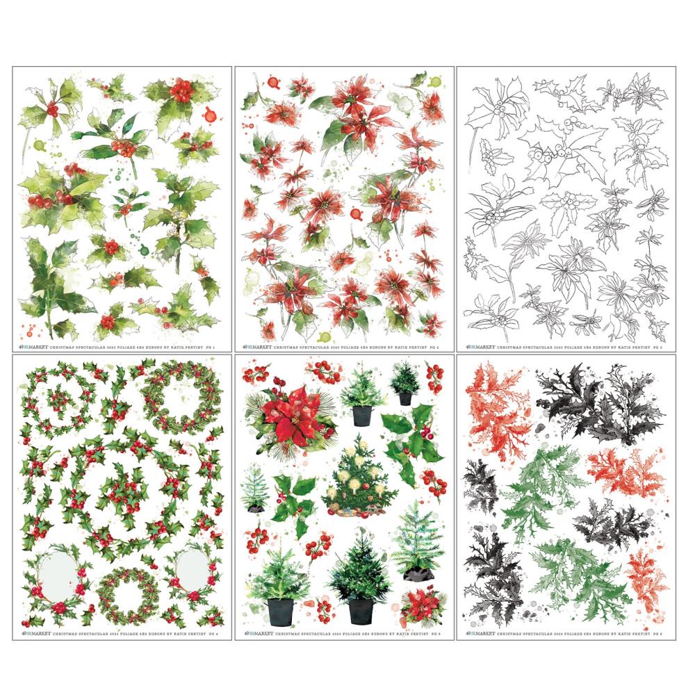 49 And Market - Rub-Ons 6 sheets - Foliage - Christmas Spectacular 2023 - Crafty Divas