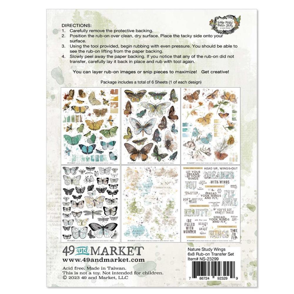 49 And Market - Rub-Ons 6 sheets Nature Study Wings - Crafty Divas