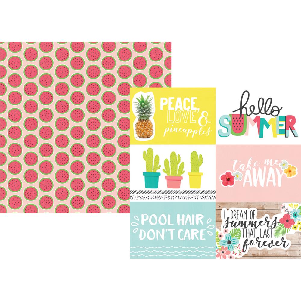 Hello Summer Double Sided Cardstock - 4"X6" Horizontal Elements