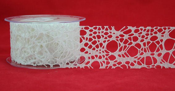 50mm Cobweb Ribbon - White - Crafty Divas