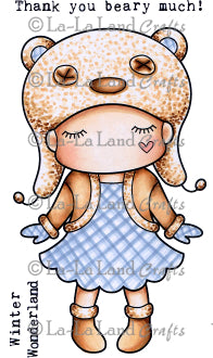 La La Land- Paper Doll Marci - Bear Hat (w/ Sentiments) Rubber Stamp