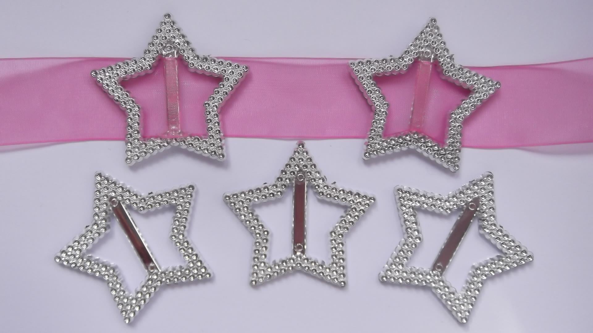Silver Acrylic Ribbon Buckle Sliders - Large Star