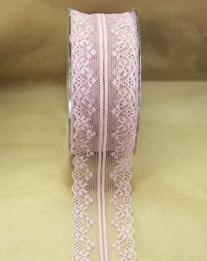 Scalloped Edge Nylon Lace- Antique Pink