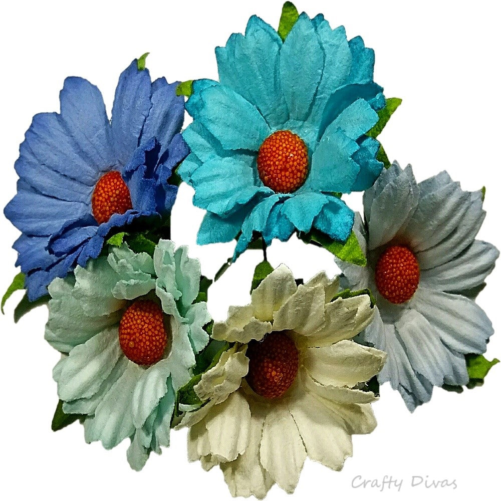 Mulberry Chrysanthemums- Shades of Blue