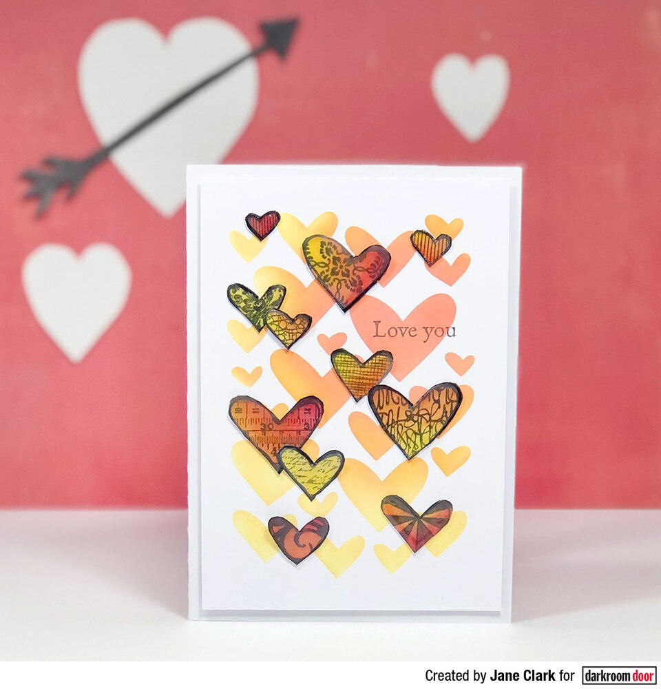 Collage Stamp - Arty Hearts