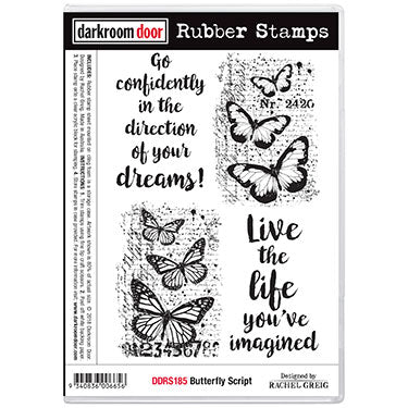 Rubber Stamp Set - Butterfly Script