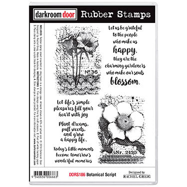 Rubber Stamp Set - Botanical Script