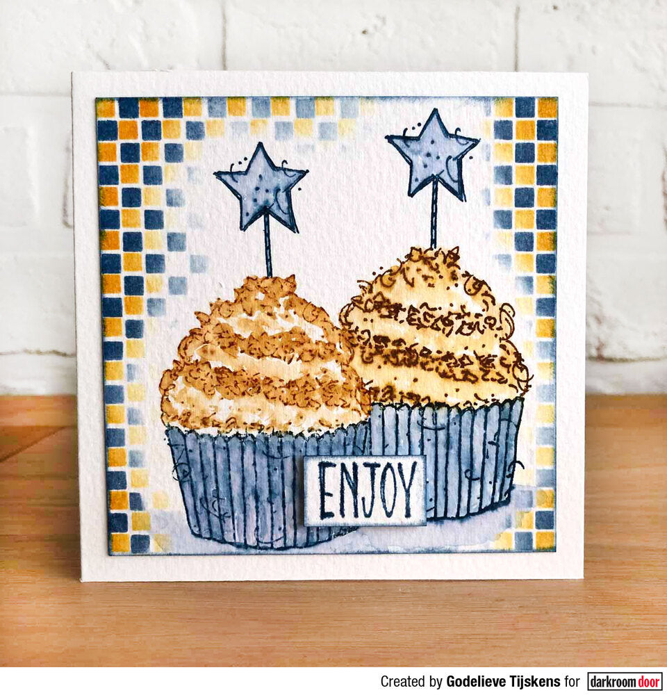 Rubber Stamp Set - Curly Cupcakes
