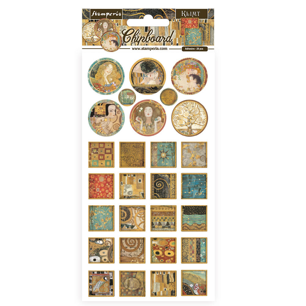 Stamperia Adhesive Chipboard - Klimt - Squares & Rounds