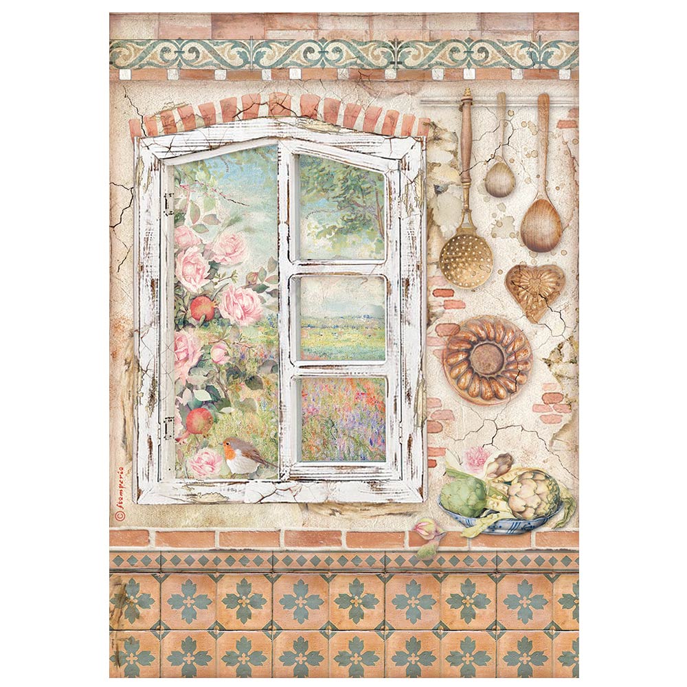 Stamperia Rice Paper Sheet A4 - Casa Granada Window