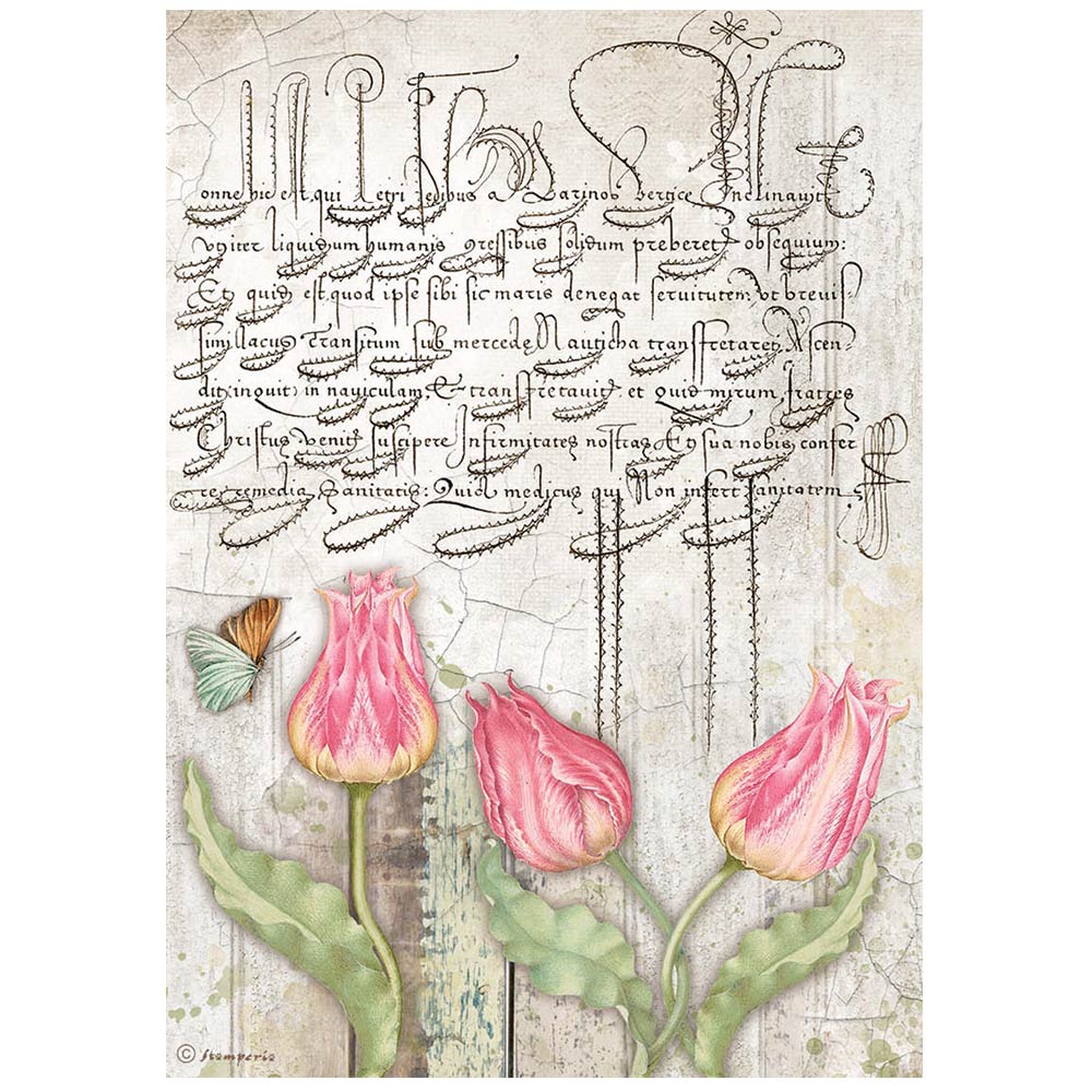Stamperia Rice Paper Sheet A4 - Garden House Tulips