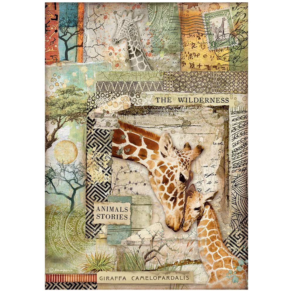 Stamperia Rice Paper Sheet A4 - Savana Giraffe