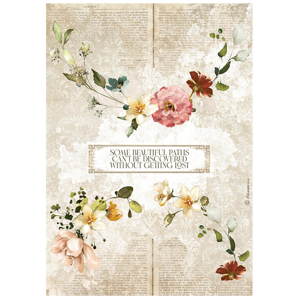 Stamperia Rice Paper Sheet A4 - Garlands - Garden of Promises
