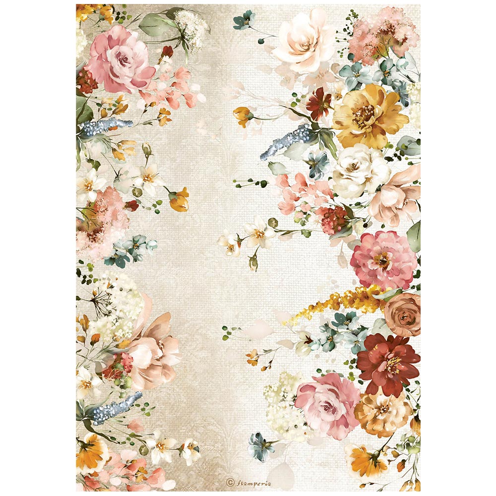 Stamperia Rice Paper Sheet A4 - Flowers - Garden of Promises