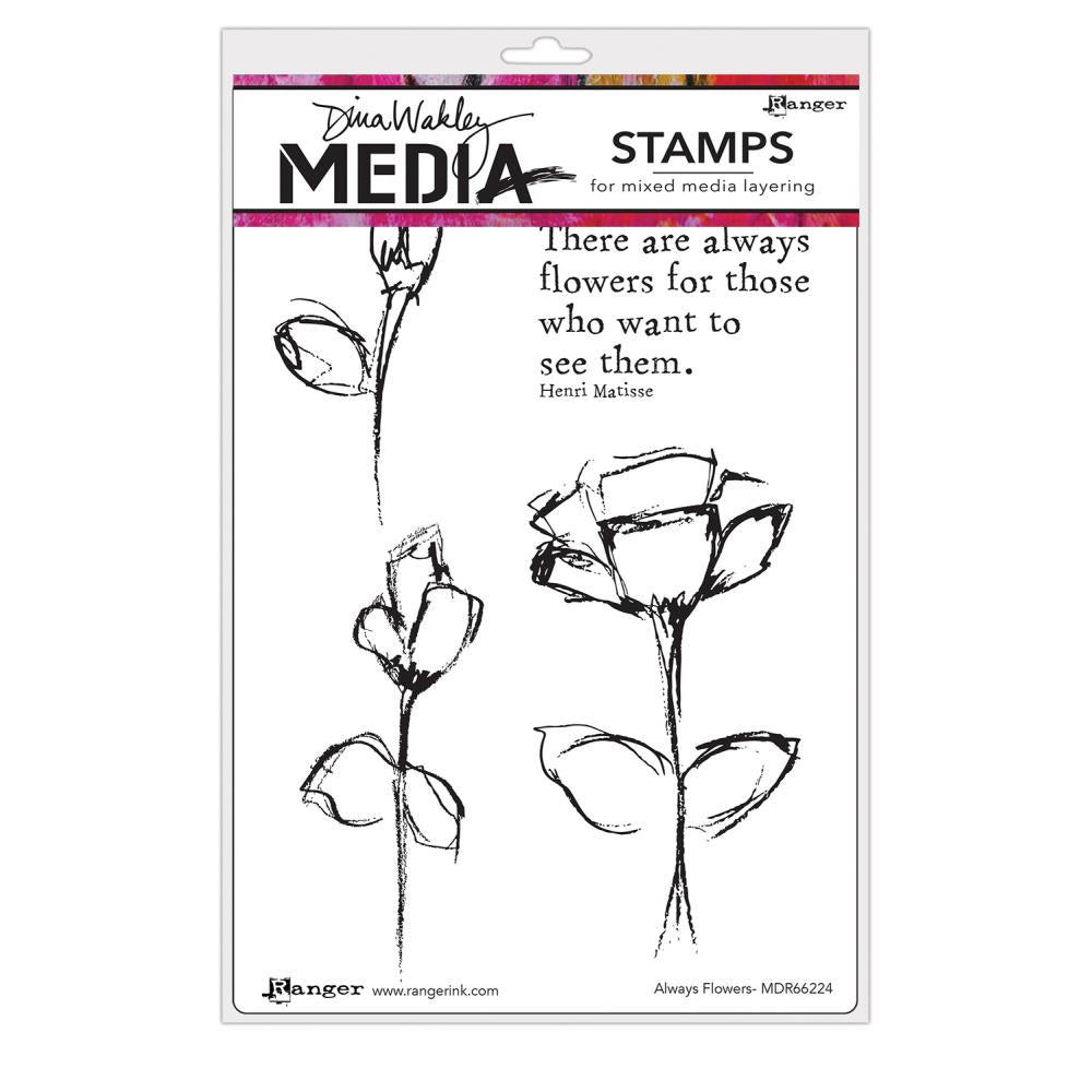 Dina Wakley Media Cling Stamps - Always Flowers