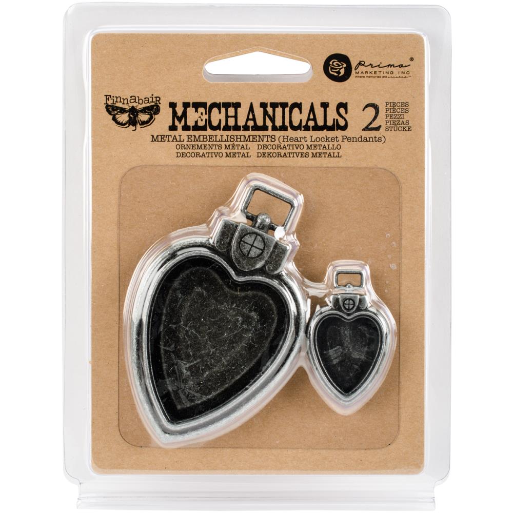 Finnabair Mechanicals Metal Embellishments - Heart Locket Pendants 
