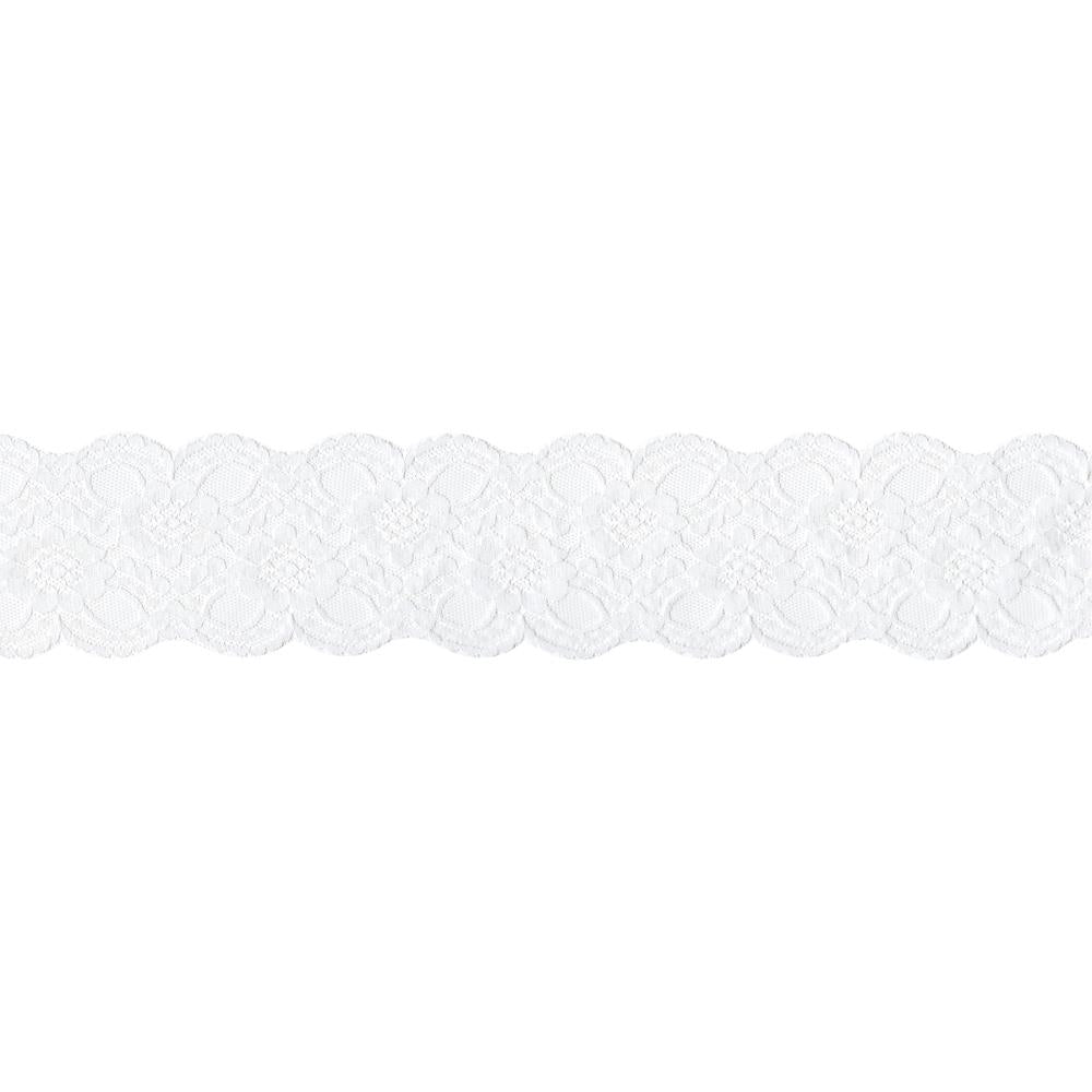 Floral Lace- Scalloped Edge 3"- White