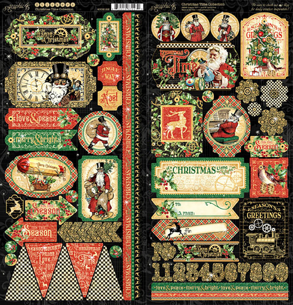 Graphic 45 - Cardstock Stickers - Christmas Time