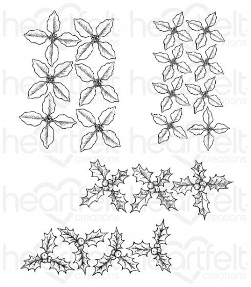 Heartfelt Creations - Poinsettia & Holly Clusters Cling Stamp Set