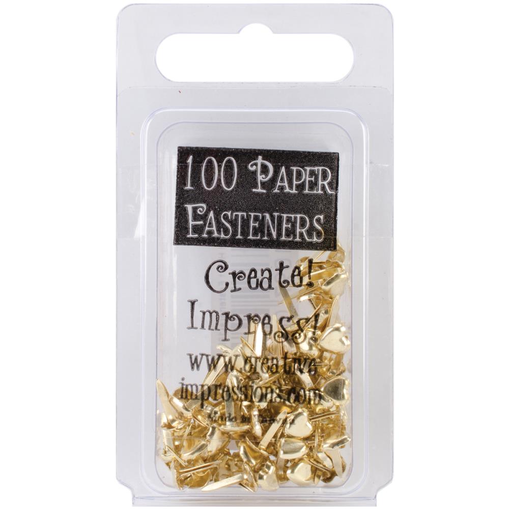 Mini Metal Paper Fasteners- Hearts - Gold