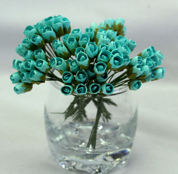 Mini Rosebuds- Turquoise- 10pcs