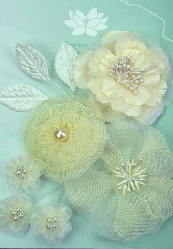 Fabric Flowers- Ivory Pearl pack