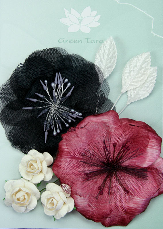 Fabric Flowers- Burgundy/Black pack