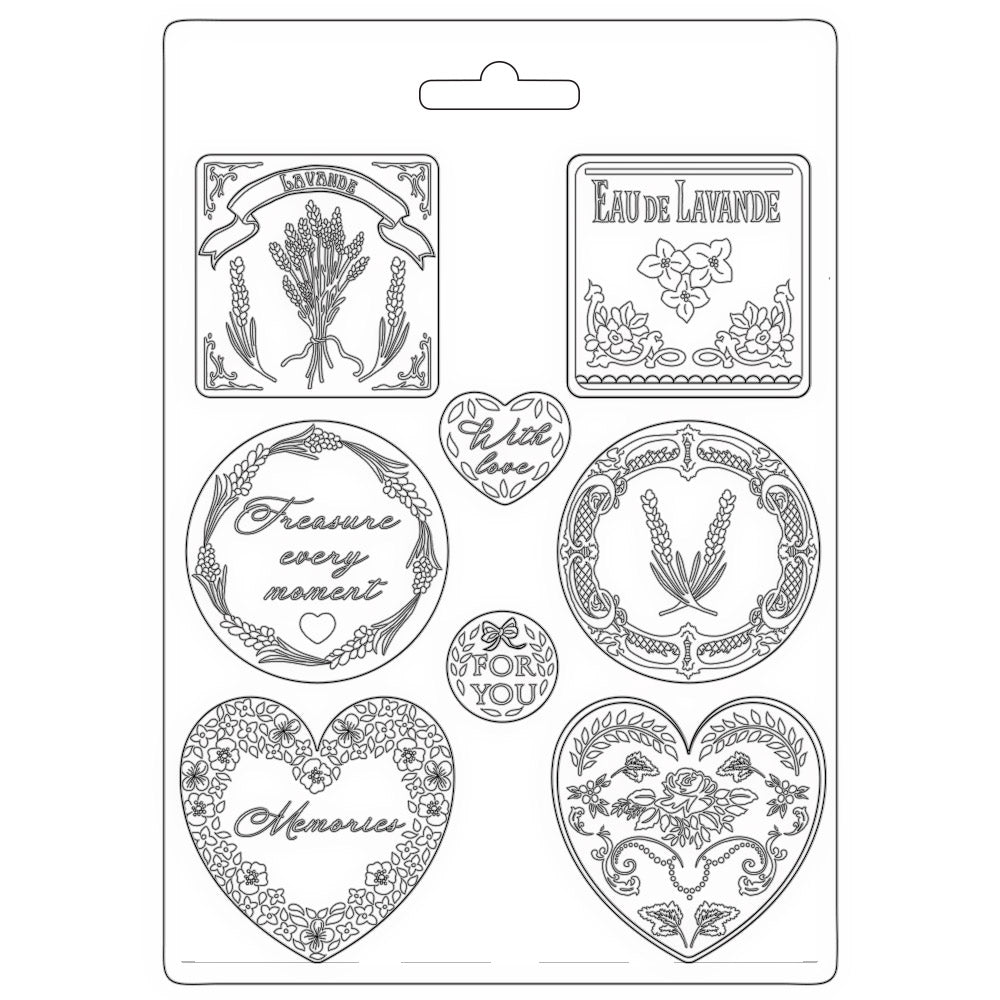 Stamperia Soft Maxi Mould - Provence Plates and Hearts